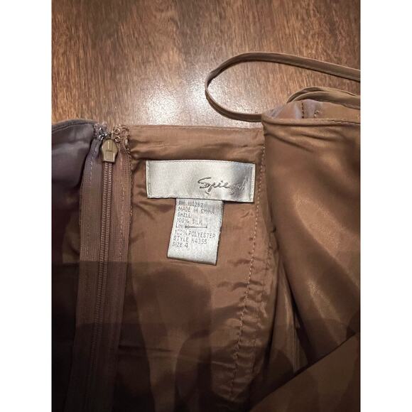 Spiegel Women's Strapless Brown White Floral Sequined 100% Silk Mini Dress 4 - Picture 9 of 14